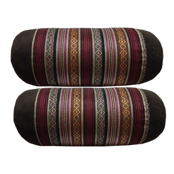 Fluwelen Rolkussens Brown – Traditionele Rugsteun (Set van 2)