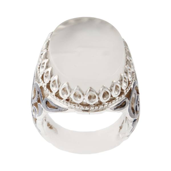 Persian Agate Silver Ring for Men Elegance White Opal