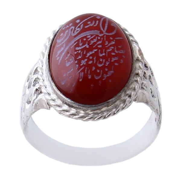 Islamitische Agaat Zilveren Ring voor Mannen Elegantie Rood