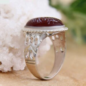 Islamitische Agaat Zilveren Ring voor Mannen Elegantie Rood