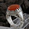 Perzische Jemenitische aqeeq zilveren ring voor heren, model King
