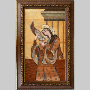 Marquetry Hout Inlegkunst – Artistieke Perzische Dame van de Liefde