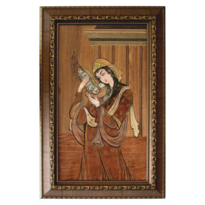 Marquetry Hout Inlegkunst – Artistieke Perzische Dame van de Liefde