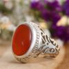 Perzische Jemenitische aqeeq zilveren ring voor heren, model King