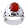 Perzische Jemenitische aqeeq zilveren ring voor heren, rood