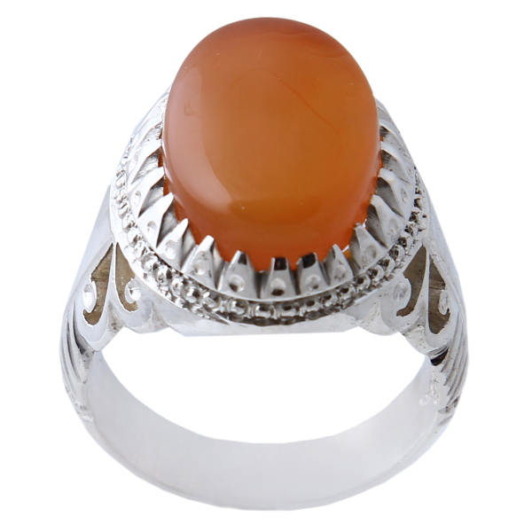 Perzische Jemenitische aqeeq zilveren ring voor heren, rood
