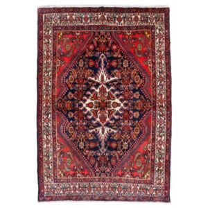 Oud Perzisch Hamadan Tapijt (Traditioneel Geometrisch Medaillon) – Rode Wol