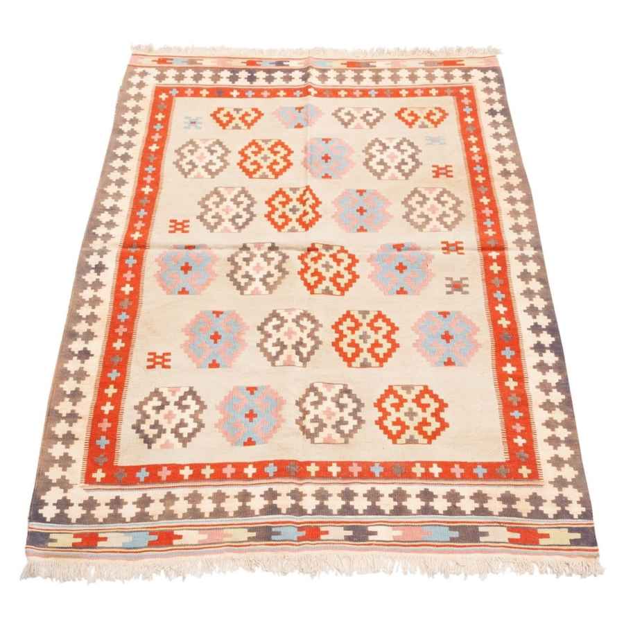 Vintage Perzische Qashqai Kelim in roze, geometrisch uit Fars