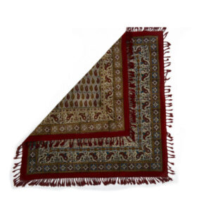 Perzisch Tafelkleed Kalamkari – Handgemaakte Blokdruk Isfahan – Crown Paisley Rood