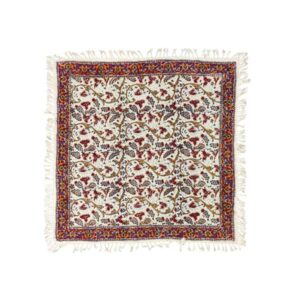 Perzisch Tafelkleed Kalamkari – Handgemaakte Blokdruk Isfahan – Bloemen Crème