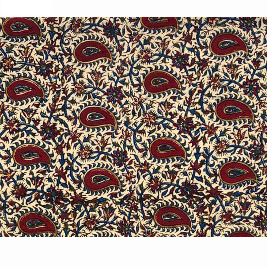 Perzisch Tafelkleed Kalamkari – Handgemaakte Blokdruk Isfahan – Mahsan Paisley Grijs