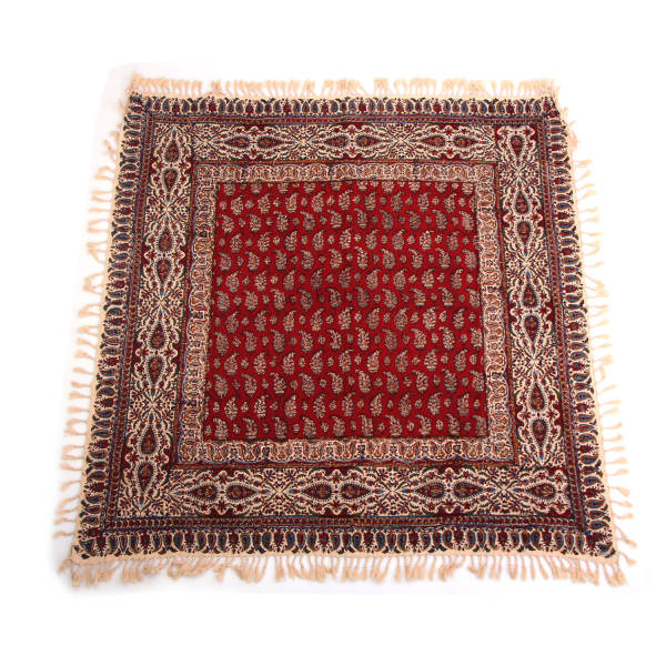 Perzisch Tafelkleed Kalamkari – Handgemaakte Blokdruk Isfahan – Paisley Geel/Rood