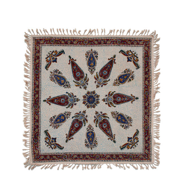 Perzisch Tafelkleed Kalamkari – Handgemaakte Blokdruk Isfahan – Shining Sun Bloemen