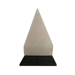 Piramide Zoutlamp – Handgemaakt met Houten Basis