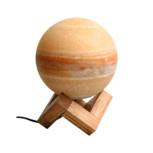 Perzische Globe zoutlamp – Handgemaakt Planeet design met houten basis
