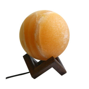 Perzische Globe zoutlamp – Handgemaakt Araz design met houten basis