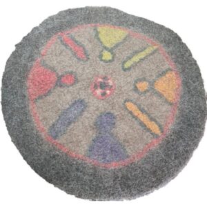 Perzisch Vilt Tapijt — 100% Natuurlijke Wol — Handgemaakt — Rond