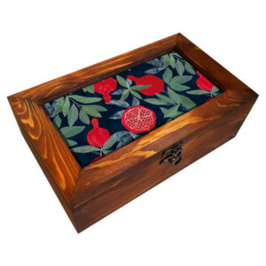 Granaatappelmotief Perzische Theedoos met Houten Ladevakjes