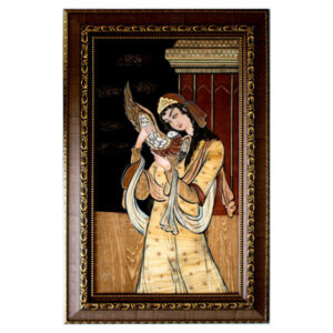 Marquetry Hout Inlegkunst – Artistieke Perzische Dame van de Liefde