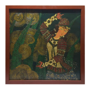 Originele Perzische Qajar Kunstschildering – Aquarel en Gouache op Hout – Meisje