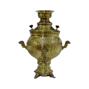 Perzische Koperen Samovar – Decoratieve Houtskool Theemaker met Bloemmotieven, 6 Liter
