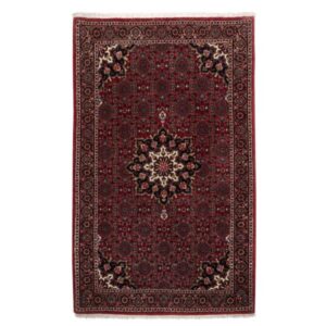Handgeknoopt Perzisch Kurdistan Sahand Tapijt (Bloemenmedaillon) – Rode Zijde & Wol