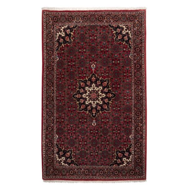 Handgeknoopt Perzisch Kurdistan Sahand Tapijt (Bloemenmedaillon) – Rode Zijde & Wol