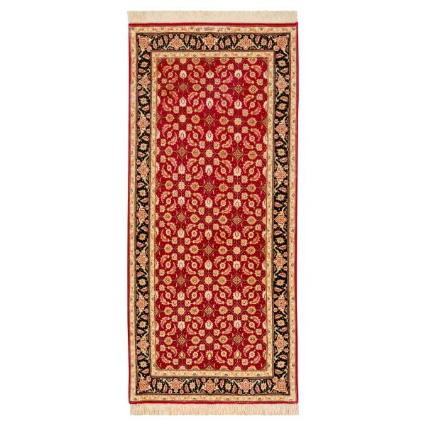 Handgeknoopt Perzisch Tabriz Loper (Mahi / Herati Patroon) – Rode Zijde & Wol