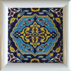 Decoratieve Perzische Ingelijste Keramische Tegel – Navy Blue