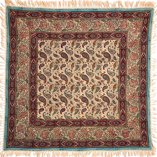 Iraanse Tafelkleed: Isfahan Traditionele Kalamkari Blokdruk Majnooni
