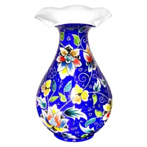 Decoratieve Koperen Vaas – Handgeschilderd met Perzisch Minakari Emaille, Blauw Hemel