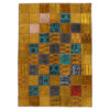 Vintage Patchwork Tapijt Gouden – Handgeknoopt Wol