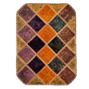 Vintage Perzisch Handgeknoopt Patchwork Tapijt Oranje