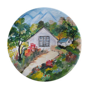 Decoratief Aardewerk Bord Handgeschilderd Cottage