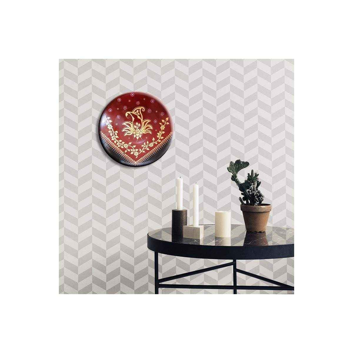 Decoratief Aardewerk Bord Handgeschilderd Zereshki