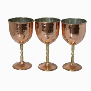 Set van 3 Handgemaakte Koperen Wijnglazen – Model Narges