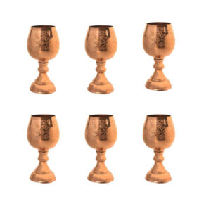 Set van 6 Koperen Wijnglazen – Model Blossom – Handgehamerd
