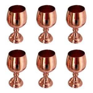 Set van 6 Koperen Wijnglazen – Model Glossy – Handgehamerd