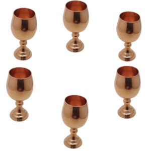Set van 6 Koperen Wijnglazen – Model Mahta – Handgehamerd