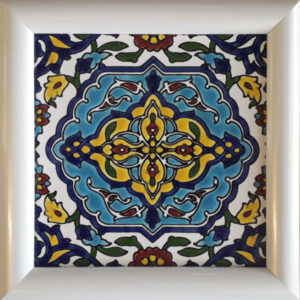 Decoratieve Perzische Ingelijste Keramische Tegel – Blue
