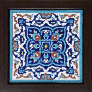 Decoratieve Perzische Ingelijste Keramische Tegel – White Design