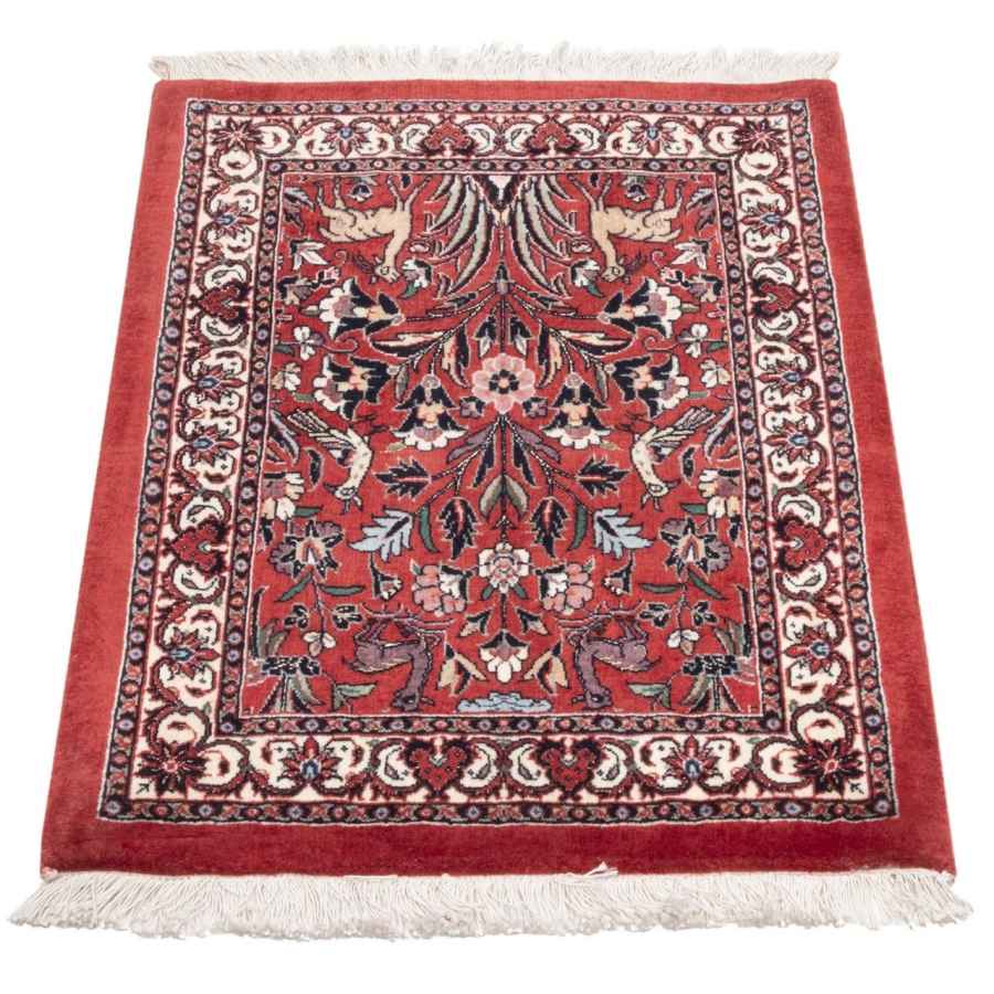 Handgeknoopt Perzisch Bijar Laki Red Tapijt (Picturale Kunst) – Rode Zijde & Wol