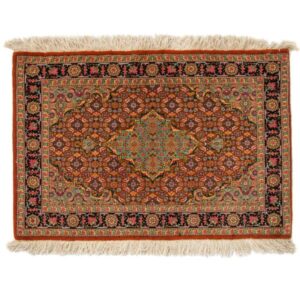 Handgeknoopt Perzisch Tabriz Messi Tapijt (Geometrisch Medaillon) – Bruine Wol