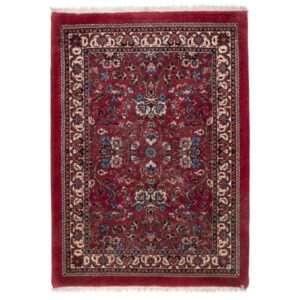 Handgeknoopt Perzisch Kurdistan Laki Red Tapijt (Bloemenmedaillon) – Rode Zijde & Wol