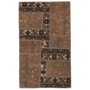 Vintage Patchwork Tapijt Browni – Geometrisch Wol