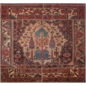 Vintage Patchwork Tapijt Haris – Vierkant Bloemen