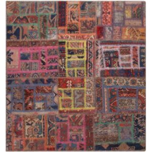 Vintage Patchwork Tapijt Haris II – Vierkant Wol