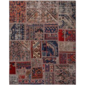 Vintage Perzisch Handgeknoopt Patchwork Tapijt Kavir