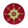 Handgeschilderd Decoratief Aardewerk Bord – Kersenkleur & Geometrisch