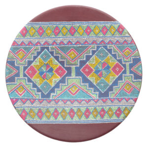 Decoratief Aardewerk Bord Handgeschilderd Regenboogkleur & Geometrisch